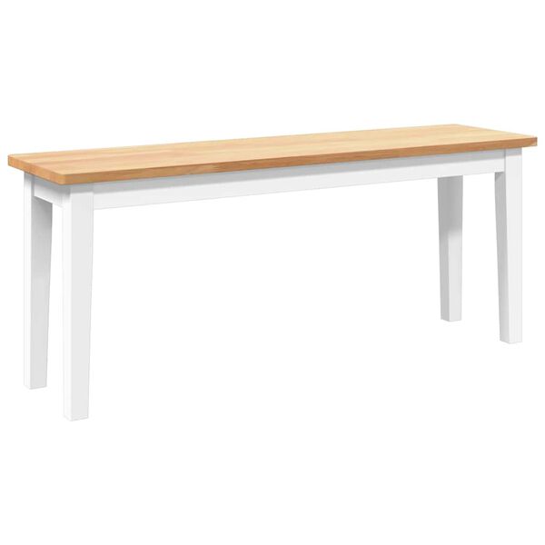 vidaXL Banco 110 cm madera maciza caucho blanco