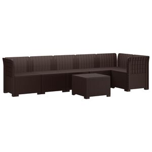 vidaXL Sof&aacute; de Jard&iacute;n para 6 Personas Estilo Rattan PP Marr&oacute;n