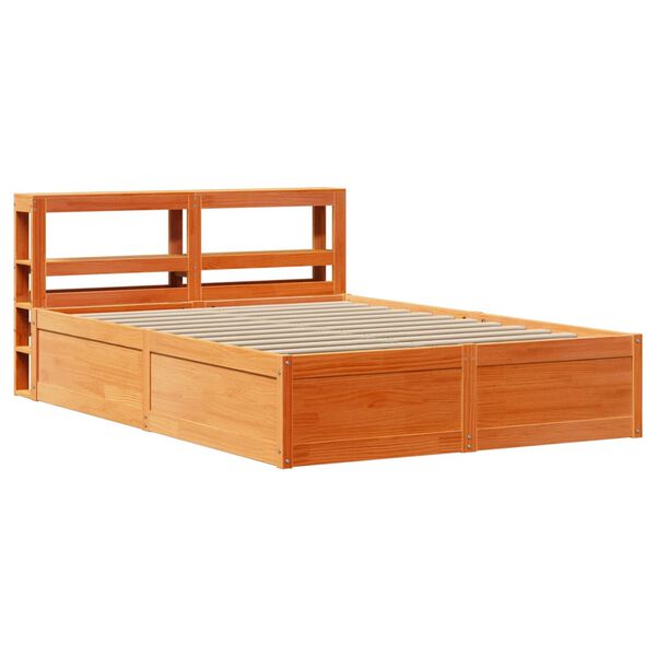 vidaXL Estructura cama con cabecero madera pino marr&oacute;n cera 140x200 cm
