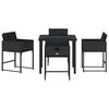 vidaXL Conjunto de Comedor de Jard&iacute;n 5 pcs Negro rat&aacute;n sint&eacute;tico