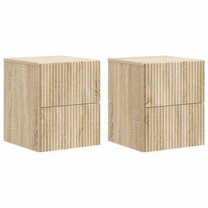 vidaXL Mesita de Noche de Pared 2 pcs Roble Sonoma 33 x 34,5 x 40 cm