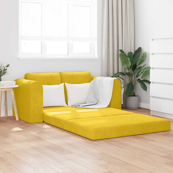 vidaXL Sof&aacute; cama 60cm Amarillo Terciopelo