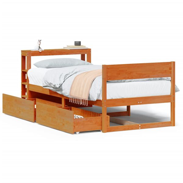 vidaXL Estructura de cama sin colchón madera maciza marrón 90x190 cm