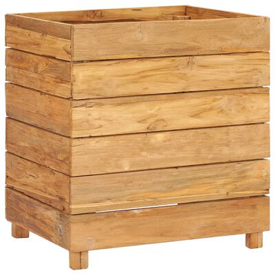 vidaXL Arriate elevado madera de teca reciclada y acero 50x40x55 cm