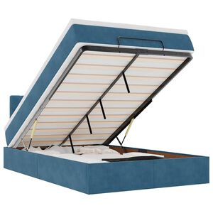 vidaXL Estructura de cama otomana colch&oacute;n terciopelo azul oscuro