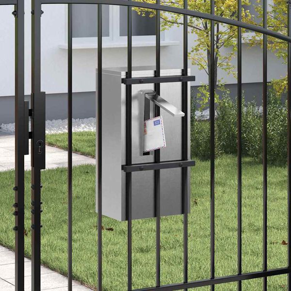 vidaXL Buzón Negro 30 x 23 x 55 cm Acero inoxidable