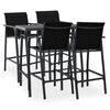 vidaXL Conjunto de bar para jard&iacute;n 5 piezas negro