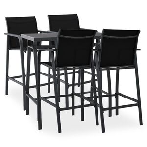 vidaXL Conjunto de bar para jard&iacute;n 5 piezas negro