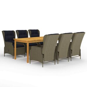 vidaXL Juego de comedor para jard&iacute;n 7 piezas marr&oacute;n