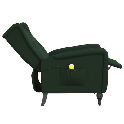 vidaXL Sillón de masaje reclinable de terciopelo verde oscuro