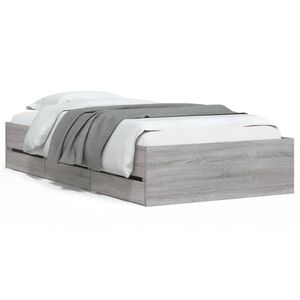 vidaXL Cama con cajones madera ingeniería gris Sonoma 90x200 cm