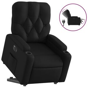 vidaXL Sill&oacute;n reclinable y elevable el&eacute;ctrico cuero sint&eacute;tico negro