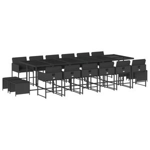 vidaXL Set de muebles jard&iacute;n 17 pzas con cojines rat&aacute;n sint&eacute;tico negro