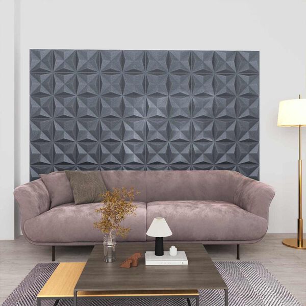 vidaXL Paneles de pared 12 pcs Origami Gris 50 x 50 cm Espuma XPS