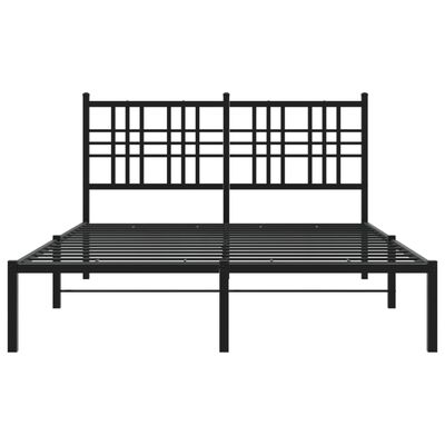 vidaXL Estructura de cama con cabecero metal negro 135x190 cm