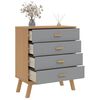 vidaXL Cómoda de cajones OLDEN madera maciza de pino gris y marrón