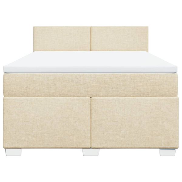 vidaXL Cama box spring con colch&oacute;n tela color crema 160x200 cm