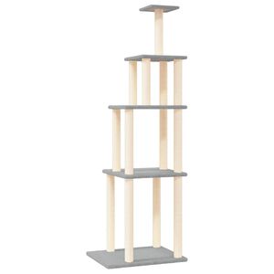 vidaXL Rascador para gatos con postes de sisal gris claro 183 cm