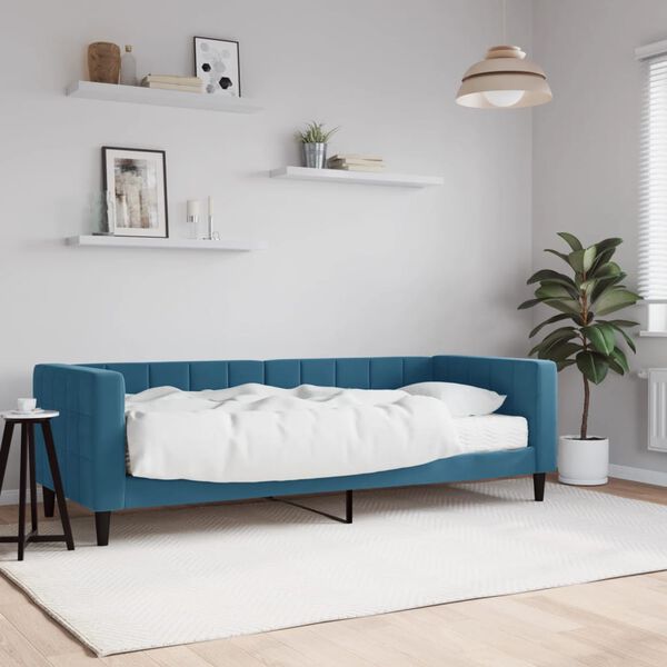 vidaXL Sofá cama con colchón terciopelo azul 80x200 cm
