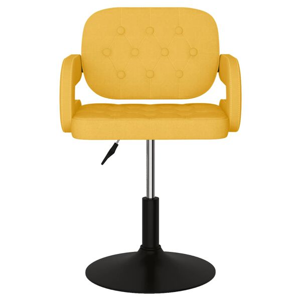 vidaXL Silla de comedor giratoria de tela amarilla mostaza
