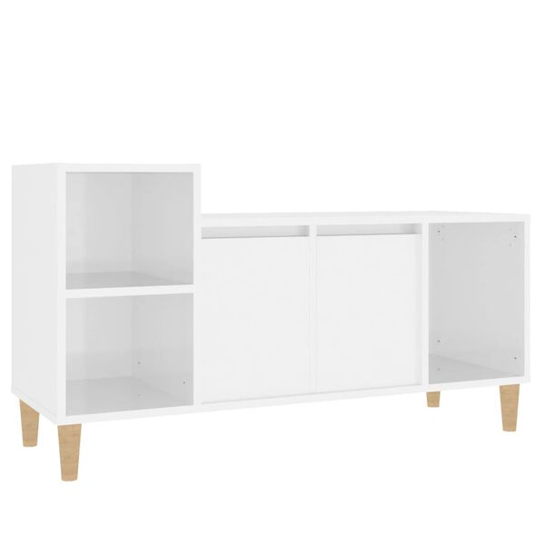 vidaXL Mueble de TV madera contrachapada blanco brillo 100x35x55 cm