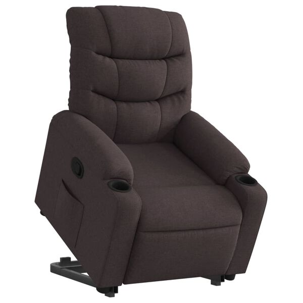 vidaXL Sillón reclinable elevable tela marrón oscuro