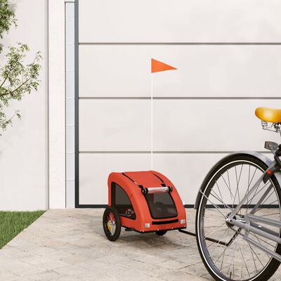 vidaXL Remolque de bicicleta mascotas hierro tela Oxford naranja