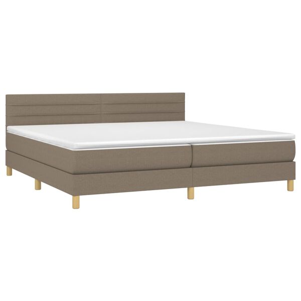 vidaXL Cama box spring con colch&oacute;n LED tela gris taupe 200x200 cm