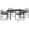 vidaXL Conjunto de Comedor de Jard&iacute;n 5 pcs Negro rat&aacute;n sint&eacute;tico