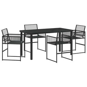 vidaXL Conjunto de Comedor de Jard&iacute;n 5 pcs Negro rat&aacute;n sint&eacute;tico