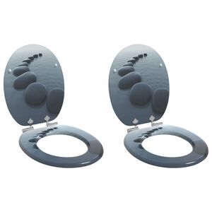 vidaXL Asiento de inodoro de cierre suave 2 uds. Gris 44 x 38 cm