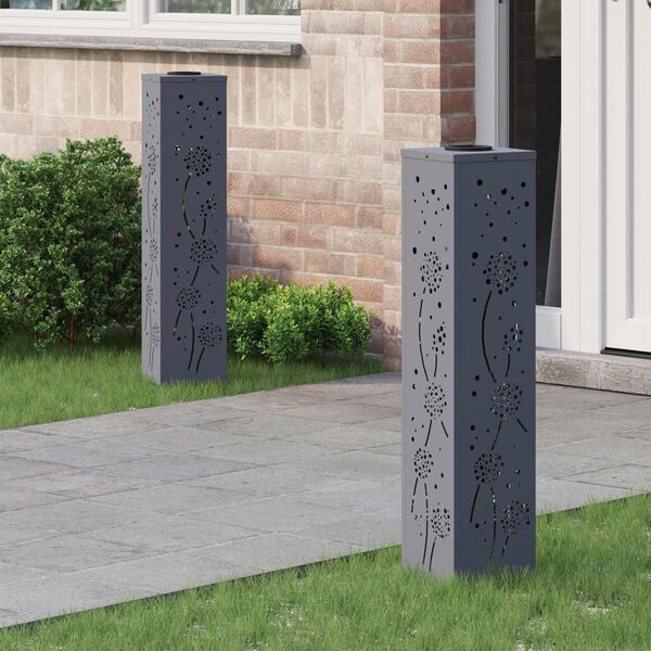 vidaXL Luz de camino LED solar 2 pcs Antracita Acero laminado en fr&iacute;o