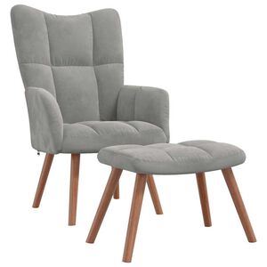 vidaXL Sill&oacute;n de relax con taburete de terciopelo gris claro