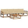vidaXL Conjunto de sof&aacute;s de exterior con coj&iacute;n 5 pcs Natural y Beige