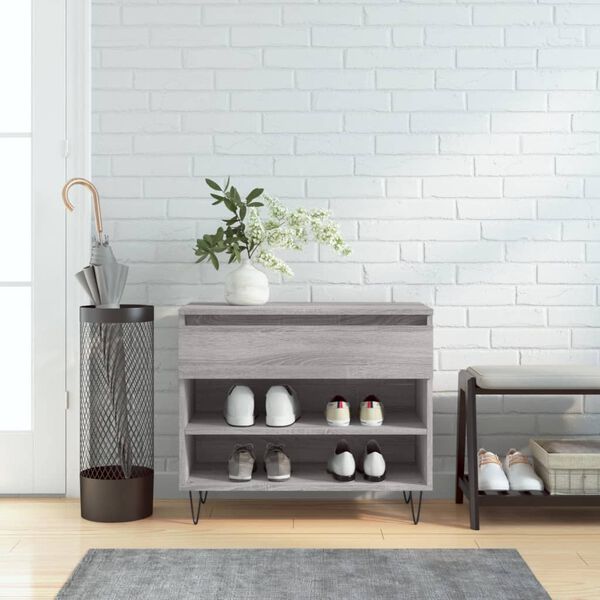 vidaXL Mueble zapatero madera contrachapada gris Sonoma 70x36x60 cm