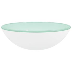 vidaXL Lavabo de vidrio templado blanco 42x14 cm