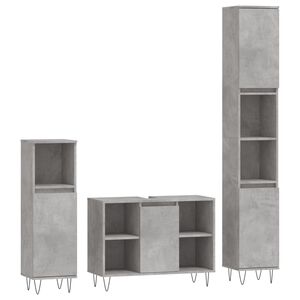 vidaXL Set muebles de ba&ntilde;o 2 piezas madera contrachapada gris hormig&oacute;n