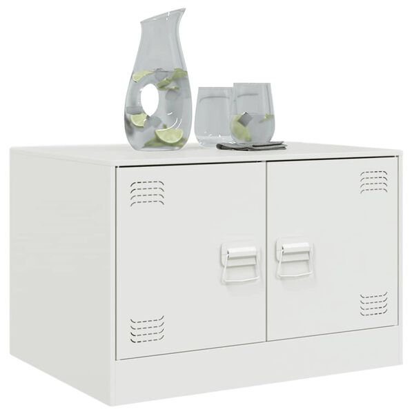 vidaXL Mesa de centro acero blanco 67x50x44 cm