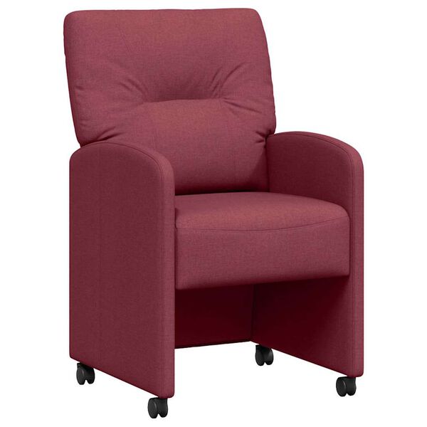 vidaXL Sillas de Comedor con Ruedas con ruedas 2 pcs Rojo vino tinto