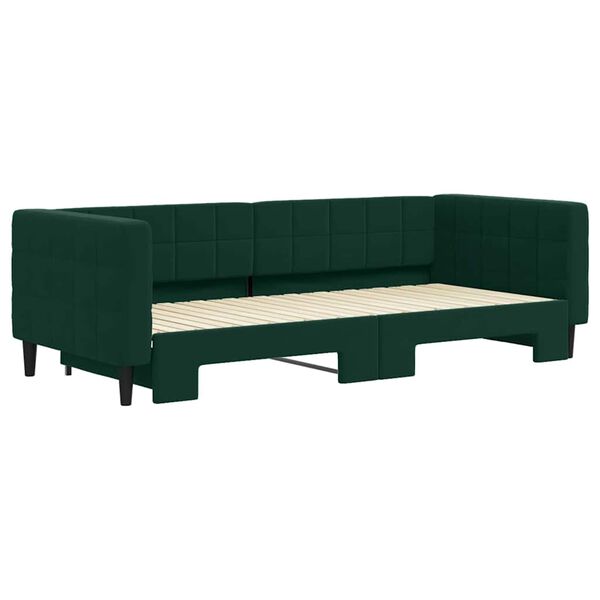 vidaXL Sof&aacute; cama nido terciopelo verde oscuro 90x200 cm