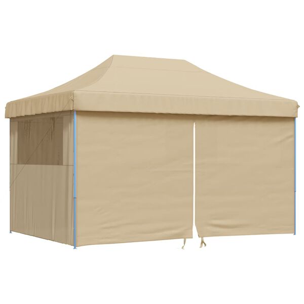 vidaXL Tienda de fiesta plegable Pop-Up con 4 paredes laterales beige