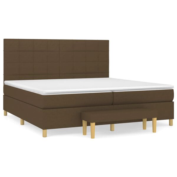 vidaXL Cama box spring con colch&oacute;n tela marr&oacute;n oscuro 200x200 cm