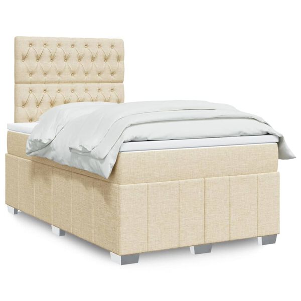vidaXL Cama box spring con colch&oacute;n tela color crema 120x190 cm