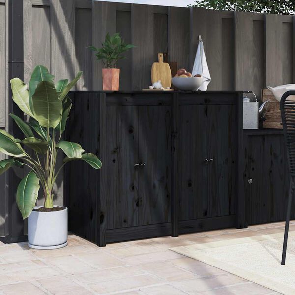 vidaXL Puertas de cocina exterior MEPPEL 2 uds madera pino negro 50x9x82 cm