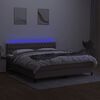 vidaXL Cama box spring colch&oacute;n y luces LED tela gris taupe 160x200 cm
