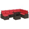 vidaXL Conjunto de sof&aacute; de jard&iacute;n 9 uds. Marr&oacute;n rat&aacute;n sint&eacute;tico