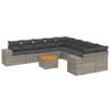 vidaXL Set de sof&aacute;s de jard&iacute;n 11 pzas y cojines rat&aacute;n sint&eacute;tico gris