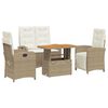 vidaXL Set de comedor jard&iacute;n con cojines 4 pzas rat&aacute;n sint&eacute;tico beige