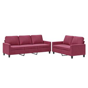 vidaXL Juego de sof&aacute;s con cojines 2 piezas terciopelo rojo tinto