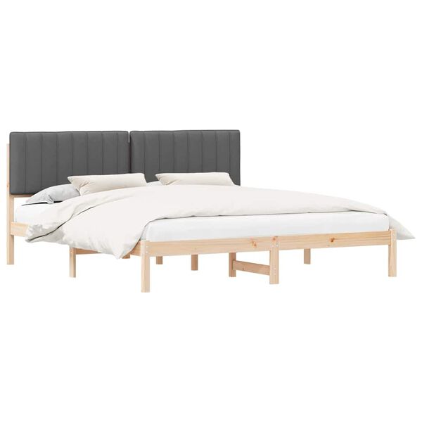 vidaXL Estructura de Cama con Cabecera Tapizada Gris oscuro